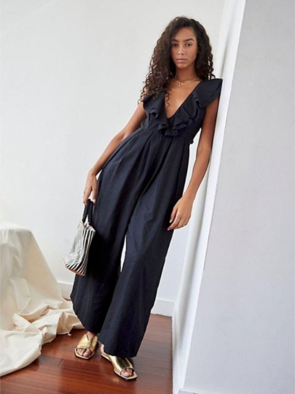NWT Free People Marta Jumpsuit Black Wide-Leg